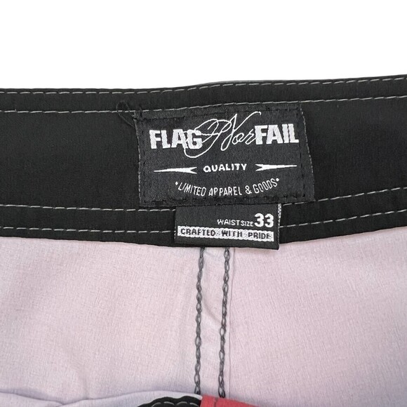 NWT Flag nor Fail Mens Board Shorts Colorblock Salmon/Gray/Golden Yellow Size 33 - Picture 9 of 13